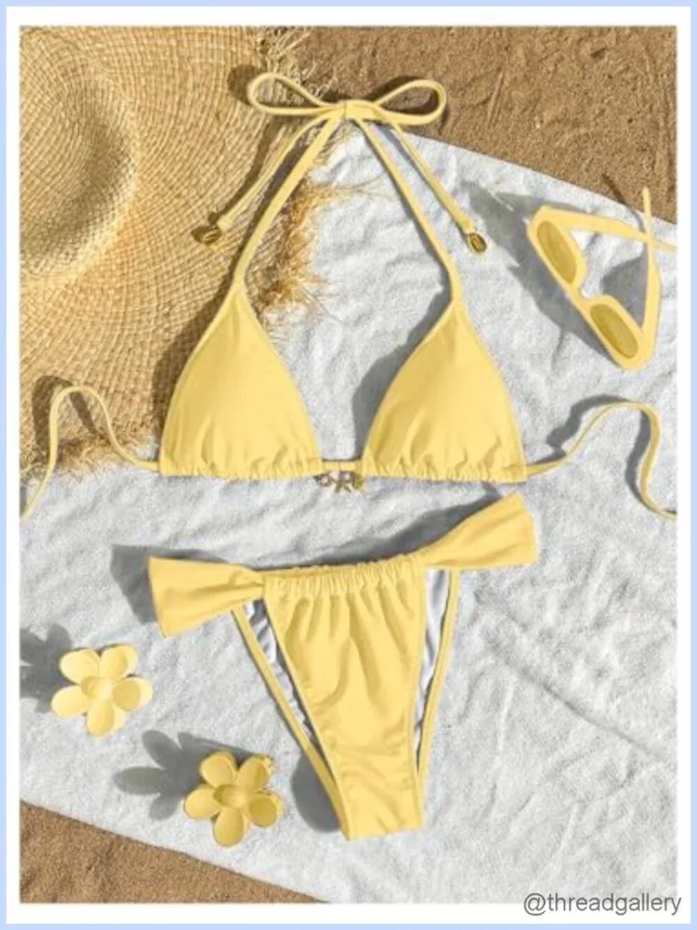 Women's Halter Neck Triangle Bikini Set, Cheeky High Cut Two Piece